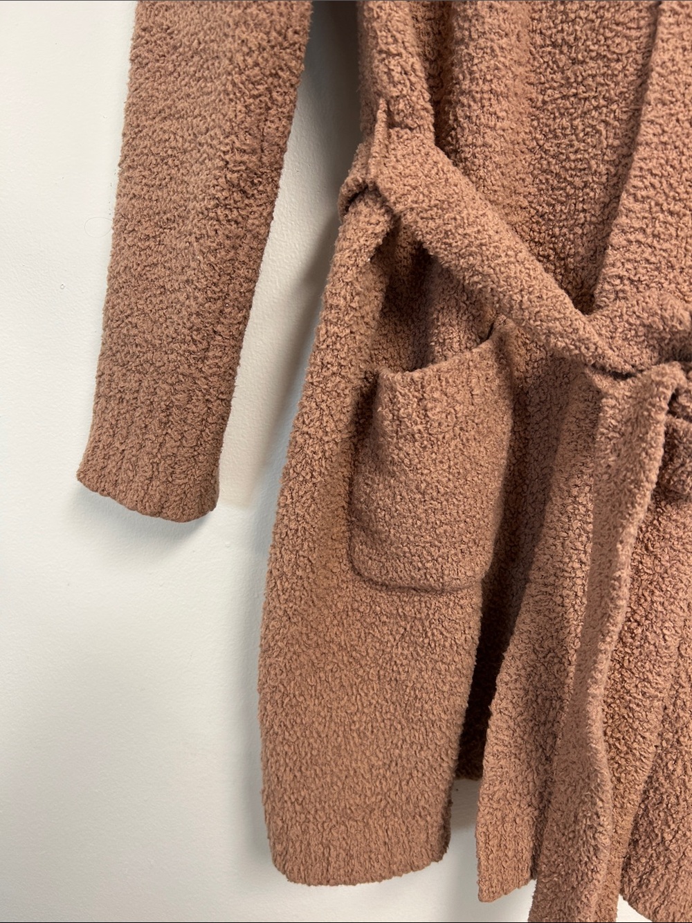 Skims Cozy Collection Textured Knit Boucle Belted Brown Short Robe Size L/XL - Picture 8 of 16